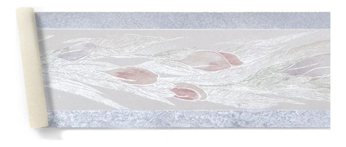 Guarda Vinilica X 5 Mts Sedada Flores Borde Celeste 7514/1 DecoStock