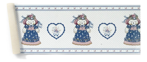 Guarda Vinilizada Pre Encolada X 4,57 Mts Osos Corazón Azul DecoStock