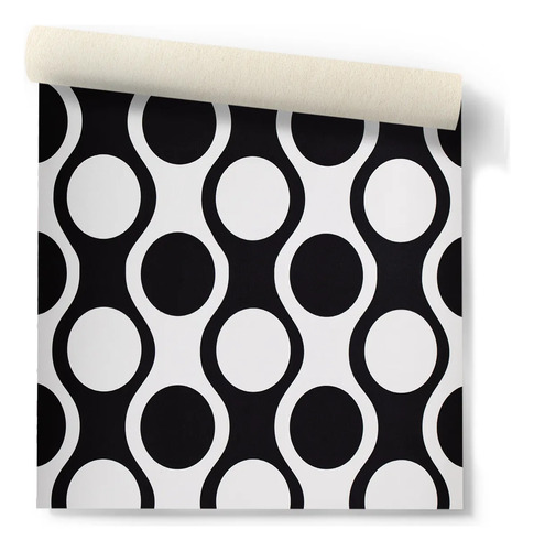 Papel Vinilizado Amarie Muresco Blanco Y Negro Circulos 34/1 DecoStock