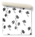 Papel Vinilizado Flores Negras F/ Blanco Amarie Muresco 31/1