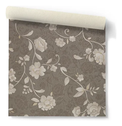 Papel Vinilico Texturado Flores Beige Ayun Muresco 6403/6 Ds