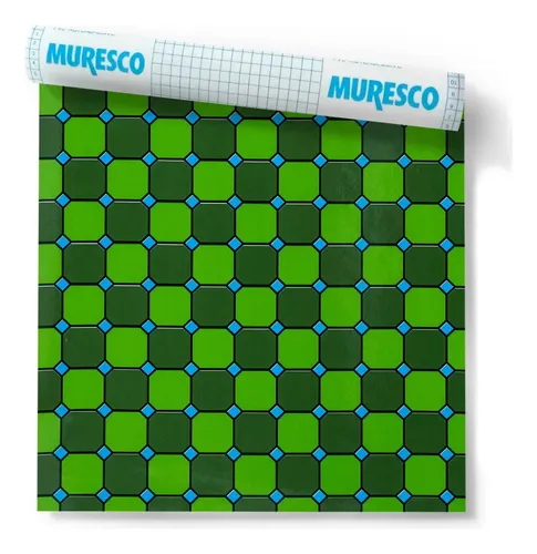 Pvc Autoadhesivo Vitraux Octog Verde Muresco Rollo:45cmx10 Mts