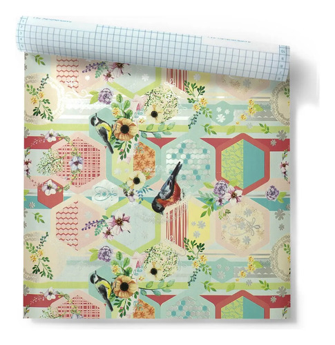 Rollo De Pvc Autoadesivo Muresco 0,45 M X 2 M Modelo Flores DecoStock