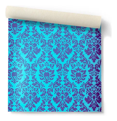 Papel Vinilizado Amarie 37/4 F/ Turquesa Diseño Azul DecoStock