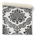 Papel Vinilizado Blanco y Negro Arabescos Amarie Muresco 32/1 DecoStock