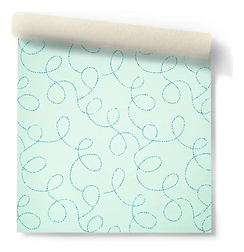 Papel Vinilizado Celeste Líneas 7812/1 Cuentos Muresco Ds