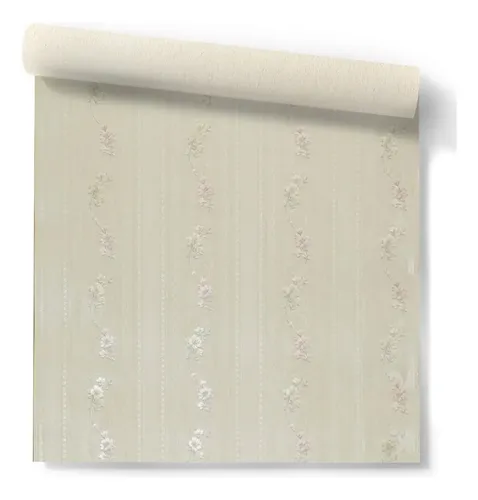 Papel Vinilico Sedado Flores Beige Stylo Muresco 1470/2