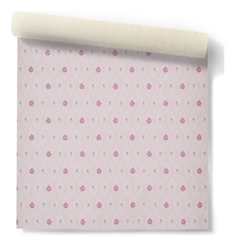 Papel Vinilico F/ Rosa Con Florcitas 2061/1 Muresco Infantil Disney