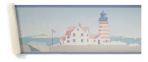Guarda Vinilizada Bord X 5 Mts - Faro Fondo Celeste 90271/1 DecoStock