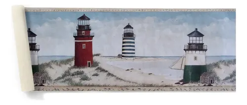 Guarda Vinilica Importada X 4,57 Mts Faros Playa Paisaje DecoStock