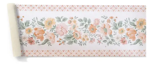 Guarda Vinilizada X 4,85 Mts Clasica Flores F/blanco C/borde DecoStock