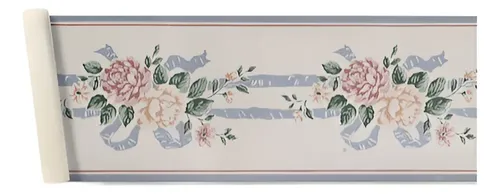 Guarda Vinilizada X 5 Mts Clásica Flores B/celeste 90239/2 DecoStock