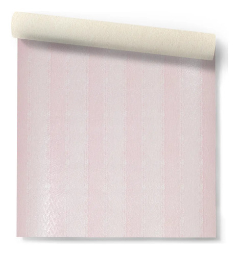 Papel Vinilizado Rayado Rosa Claro Muresco 3208/8 Dstock Cuentos