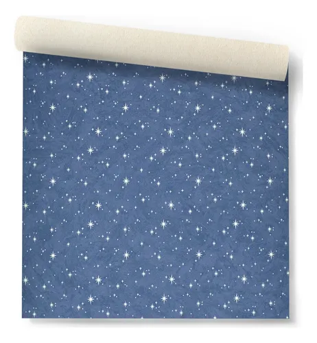 Papel Vinilico Texturado F/ Azul C/estrellas 2041/2 Muresco