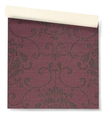 Papel Vinilico Plisse Arabescos Bordo Oscuro Muresco 6502/5