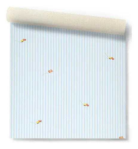Papel Vinilico Texturado Rayas Celeste Tren Muresco 2040/1