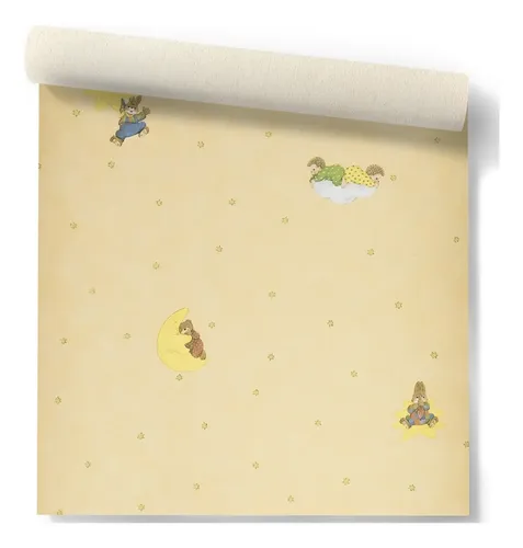 Papel Vinilizado F/amarillo Infantil Animalitos Dream World