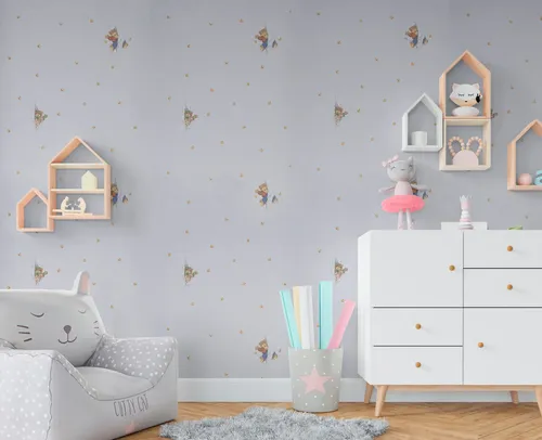 Papel Vinilizado F/celeste Pastel Infantil Osos Dream World
