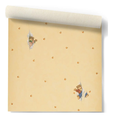 Papel Vinilizado F/ Amarillo Infantil Osos Dream World Ds