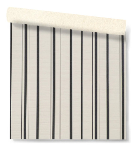 Papel Vinilico F/ Beige Rayas Negras Muresco Urban 4710/1 Natural