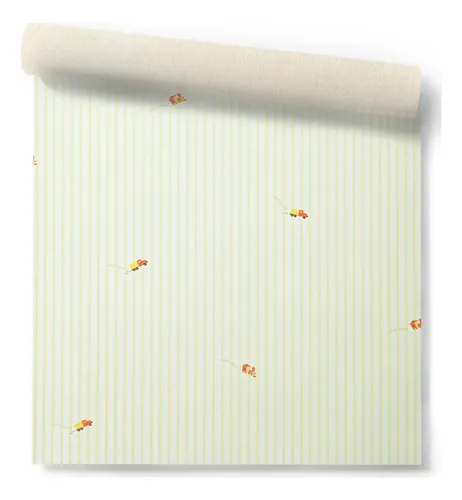 Papel Vinilico Texturado Rayas Amarillo Tren Muresco 2040/2