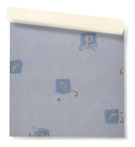 Papel Vinilico Text Gris Azulado C/flor Creta Muresco 8405/1