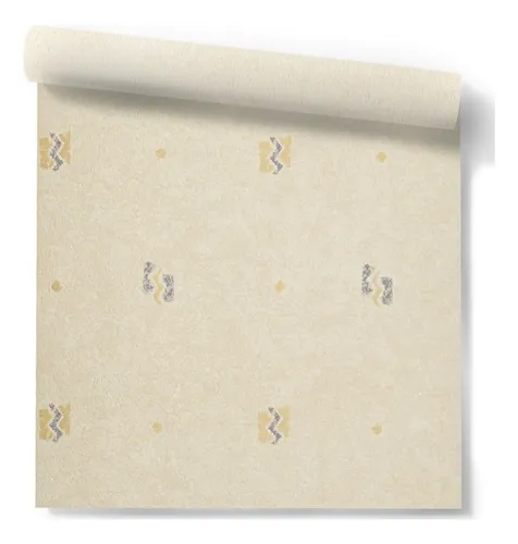 Papel Vinilico Beige Textura Rustica C/ Diseño Importado