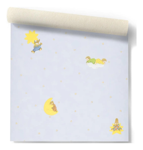 Papel Vinilizado F/celeste Infantil Animalitos Dream World