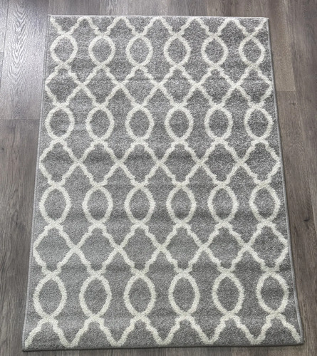 Alfombra Carpeta Visdom 1,00 X 1,50 Mts Gris Y Blanco Dib