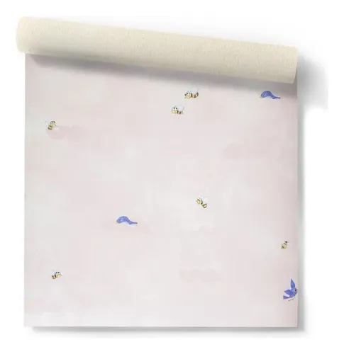 Papel Vinilizado Rosa Infantil Abejas Cuentos 7805/2 Muresco