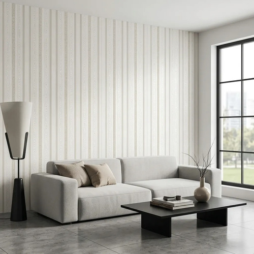 Papel Vinilico Sedado Rayado Diseño 209/4 Muresco Decostock Blanco