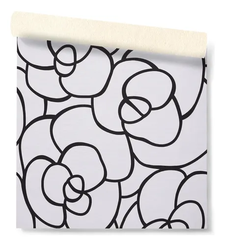 Papel Vinilico Blanco Flores Negras Muresco Urban 4705/1 Ds Blanco Y Negro