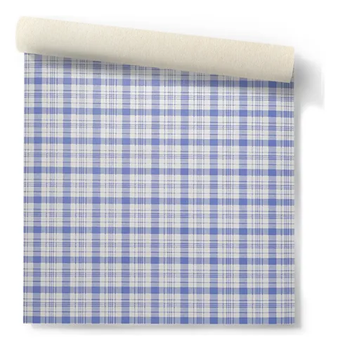 Papel Vinilizado Cuadrillé Azul Viva La Casa 185/3 Muresco