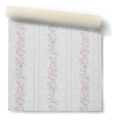Papel Vinilico Sedado Rayado Flores Cinthia 6086/1 Muresco