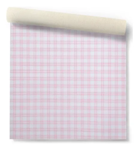 Papel Vinilico Cuadrille Rosa Importado Único 0,68 X 8,70 M