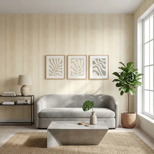 Papel Vinilico Texturado Cypress Rayado Muresco 4026/3 Beige Arena