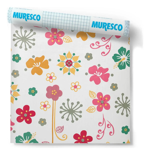 Rollo De Pvc Autoadesivo Muresco 0,45 M X 2 M Modelo Flores DecoStock