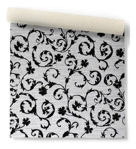 Papel Vinilico Gris Y Negro  Muresco Cinthia 6109/6  Blanco Y Negro