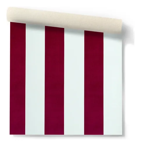 Papel Vinilizado Rayado Blanco Y Bordo Amarie 36/2 Muresco Bordo