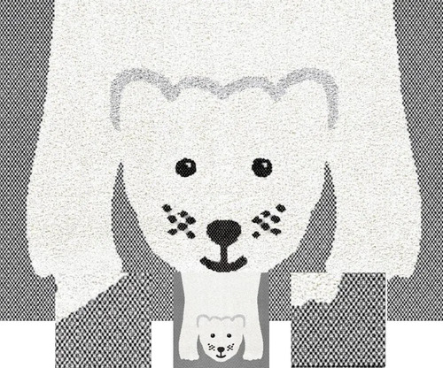 Alfombra Oso Infantil Importada Ancho 1,20 Cm Largo 1,70 1.7 M 1.2 M Blanco Y Negro