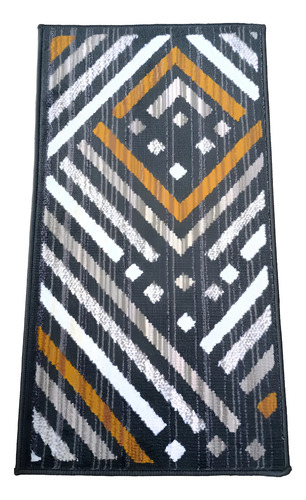 Alfombra Costado Cama Moderna 0,5x0,9 Vs. Modelos Pelo Corto - 0.5 cm, Negro, Geométrico, 0.9 cm